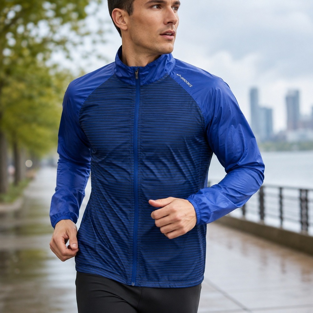 Brooks Mens LSD Jacket Marathon Blue 210838 Running Windbreaker Medium
